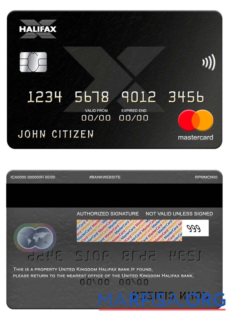 Realistic United Kingdom Halifax bank mastercard download for verification